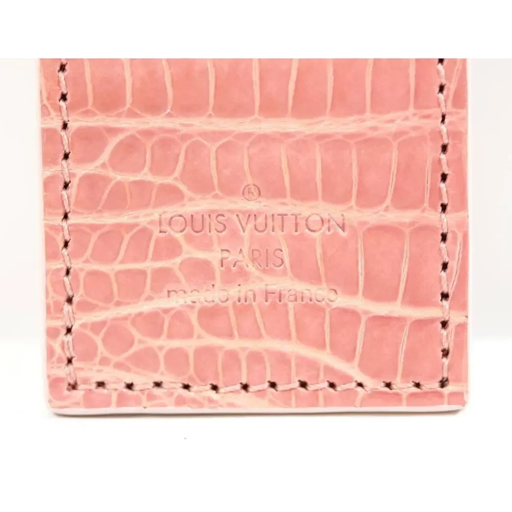 Louis Vuitton Pink Alligator Keychain Bag Charm Key Holder exotic LV Gold VIP